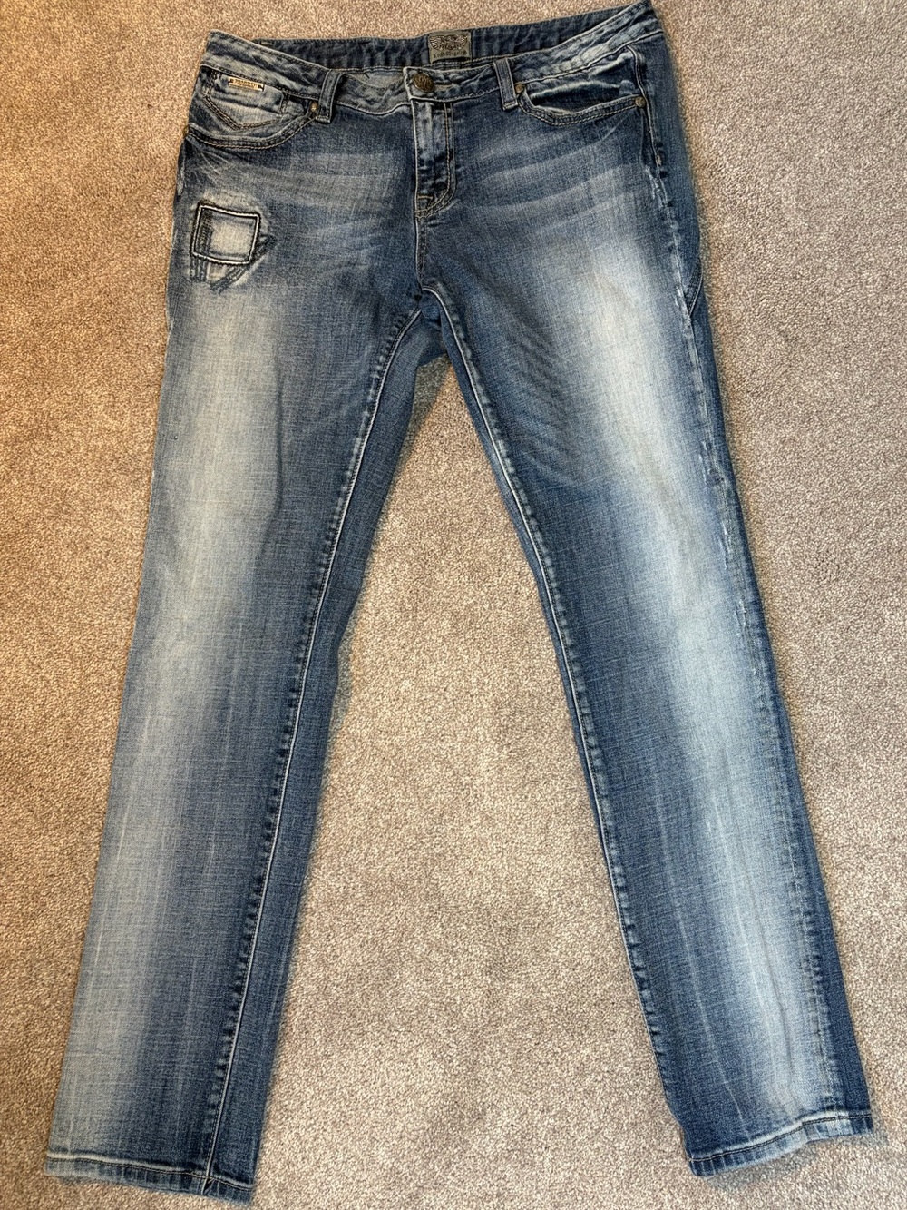 Vintage Y2K Rerock Rock Star Low Rise Skinny Jean Size 12.Embroidered & Studded